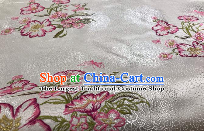 China Tang Suit Silk Fabric Traditional Cheongsam Embroidered Drapery Classical Palace White Brocade Material Qipao Dress Damask Cloth
