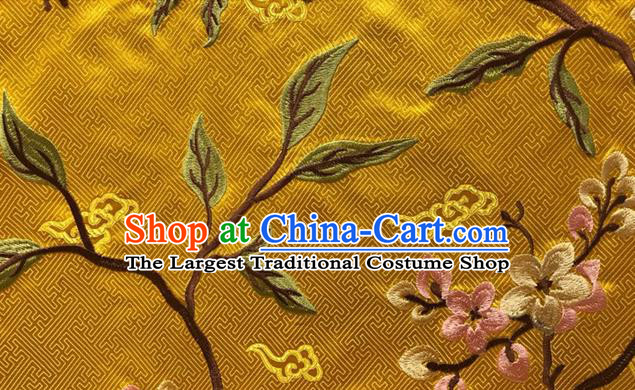 China Qipao Dress Cloth Tang Suit Damask Fabric Traditional Cheongsam Silk Drapery Classical Embroidered Yellow Brocade Material
