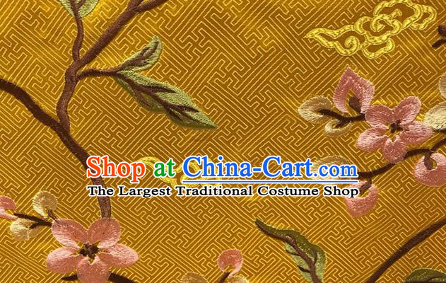 China Qipao Dress Cloth Tang Suit Damask Fabric Traditional Cheongsam Silk Drapery Classical Embroidered Yellow Brocade Material
