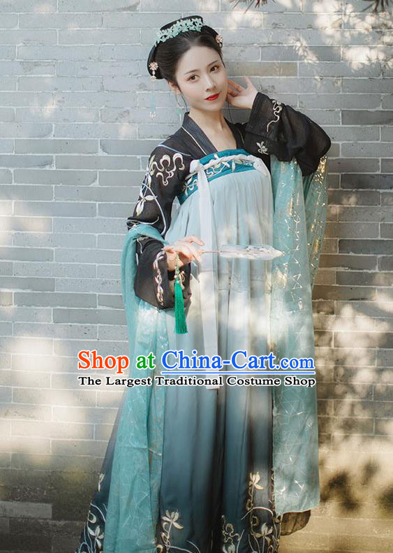 China Ancient Imperial Concubine Garment Costumes Tang Dynasty Palace Beauty Clothing Traditional Court Embroidered Hanfu Dresses