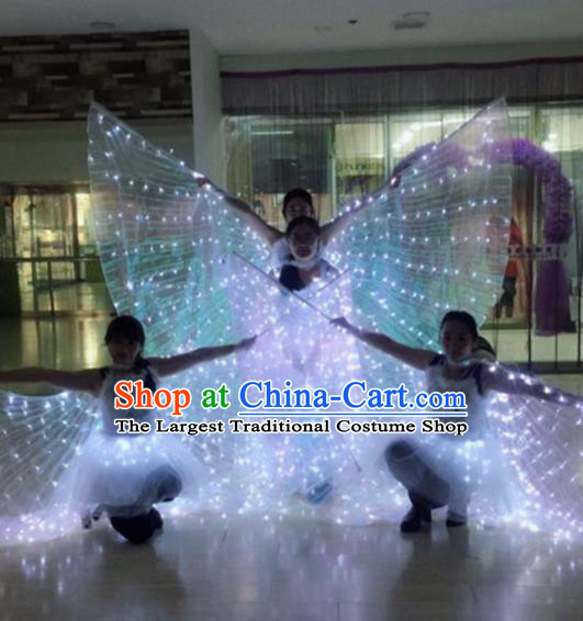 Professional Women Performance Costume Modern Dance LED Wings Dress Opening Dance Garment Group Dance Props