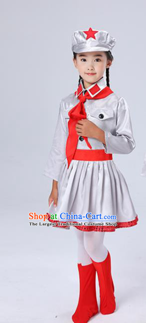 Custom Children Chorus Costumes Modern Dance Argent Skirt Outfits Girls Stage Performance Fashion Clothing