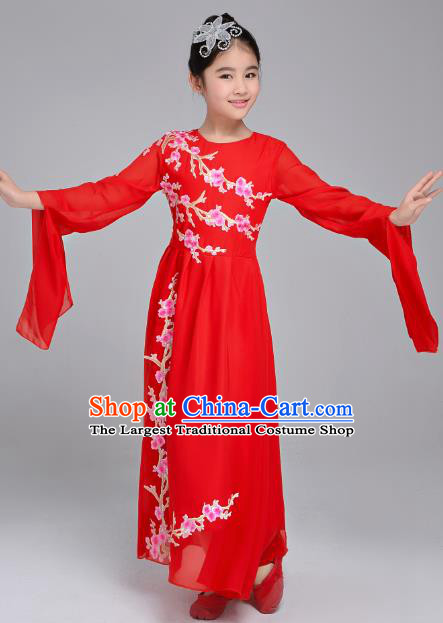 Custom Children Chorus Group Costume Modern Dance Red Dress Girls Stage Performance Fashion Clothing