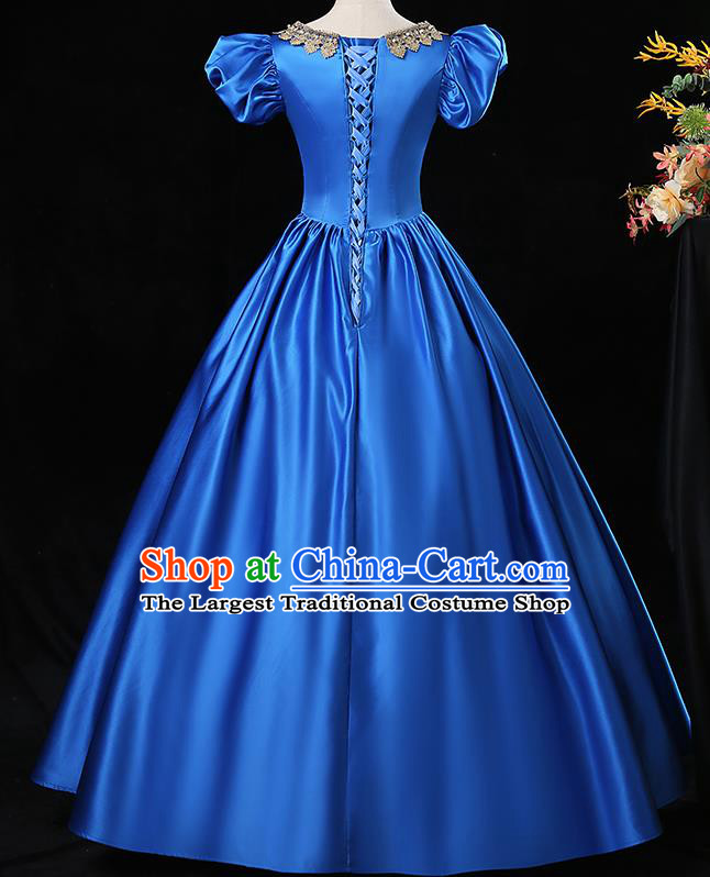 Top Western Court Princess Royalblue Dress Chorus Performance Garment Costume French Noble Lady Formal Attire European Middle Ages Clothing