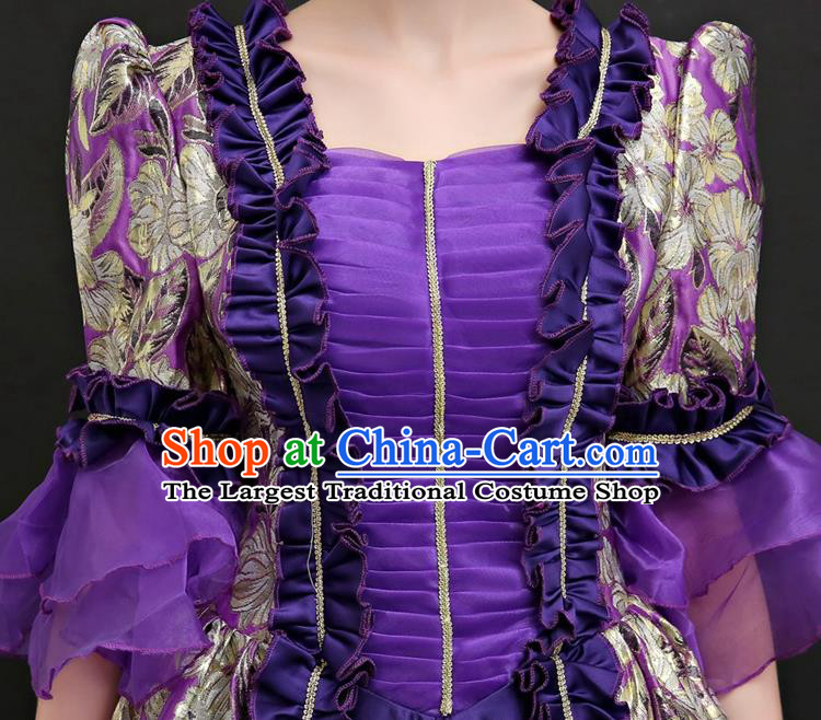 Top Renaissance Style Garment Costume French Princess Formal Attire European Court Clothing Western Dance Purple Full Dress