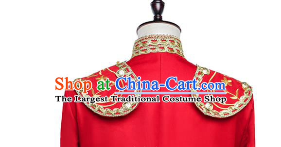 Custom Western Court Male Red Jacket European Prince Garment Costume Spanish Fighting Bull Clothing Annual Meeting Performance Suit