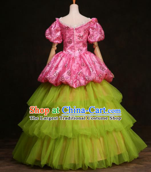 Top England Royal Princess Formal Attire European Court Clothing Western Drama Pink Full Dress Christmas Flower Fairy Garment Costume