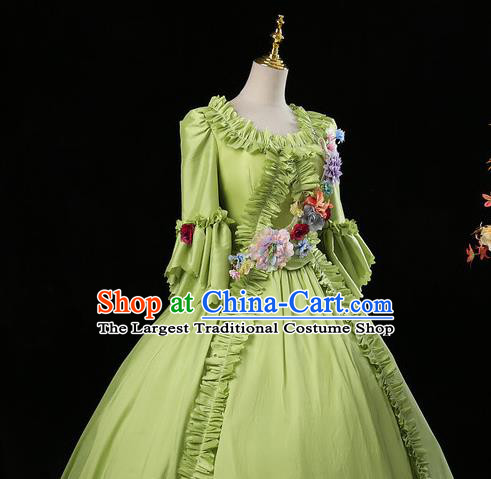 Top Western Court Garment Costume Ballroom Dance Formal Attire European Drama Performance Clothing England Royal Princess Light Green Full Dress