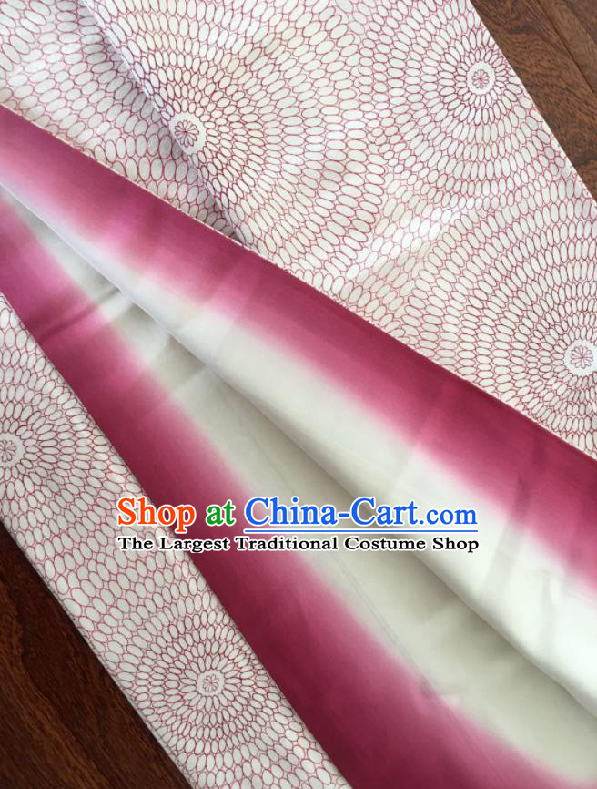 Japan Summer Festival Garment Costume Traditional Beige Silk Yukata Dress Classical Thread Pattern Edo Komon Kimono Clothing