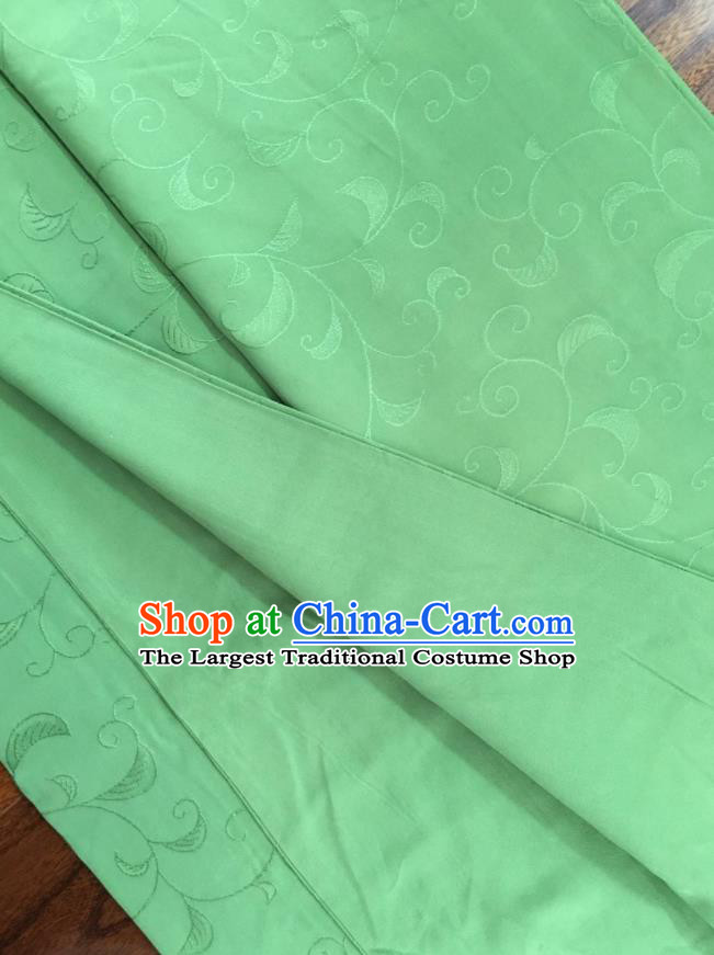 Japan Classical Rattan Pattern Kimono Clothing Young Lady Garment Costume Traditional Green Silk Yukata Dress