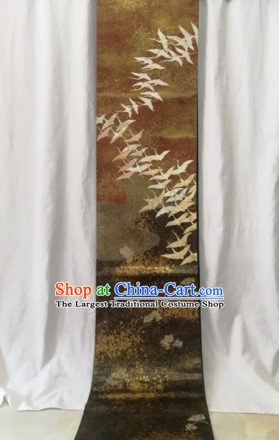 Japanese Classical Birds Pattern Brown Brocade Waistband Female Kimono Dress Corset Accessories Traditional Yukata Nishijin Belt