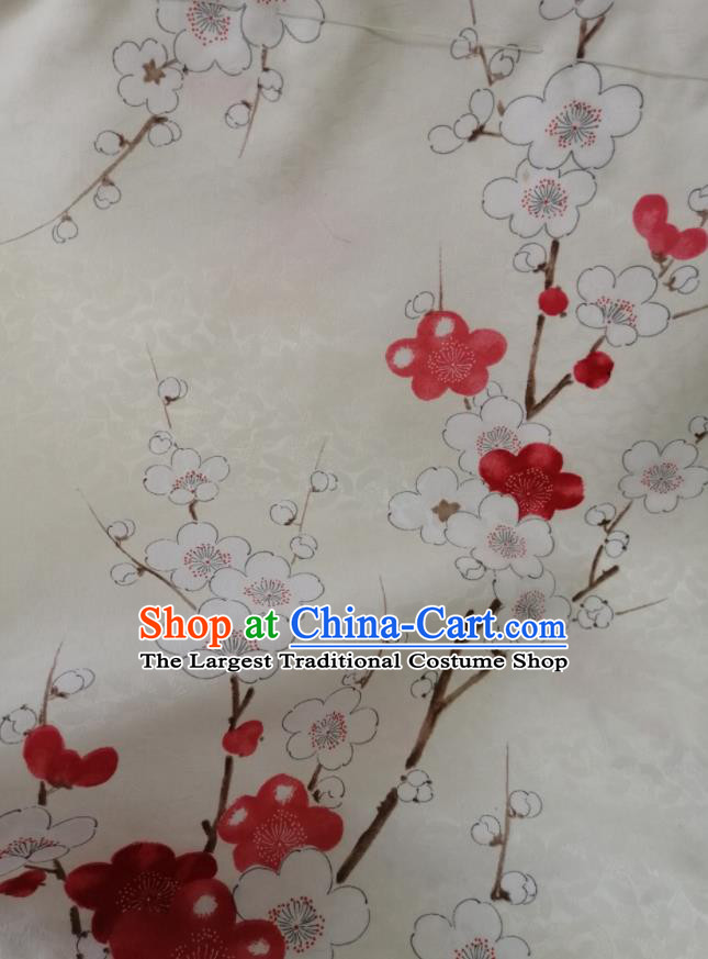 Japanese Classical Plum Blossom Pattern Beige Waistband Women Kimono Dress Corset Accessories Traditional Yukata Belt