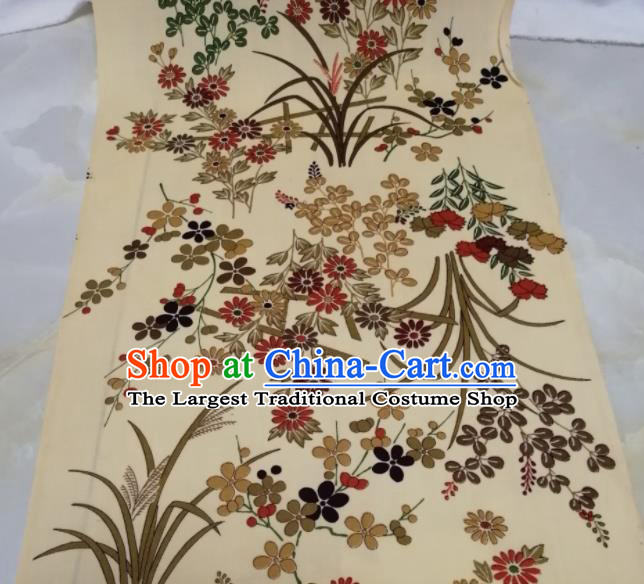 Japanese Classical Daisy Pattern Waistband Women Kimono Dress Corset Accessories Traditional Yukata Belt Yellow Woolen Fabric