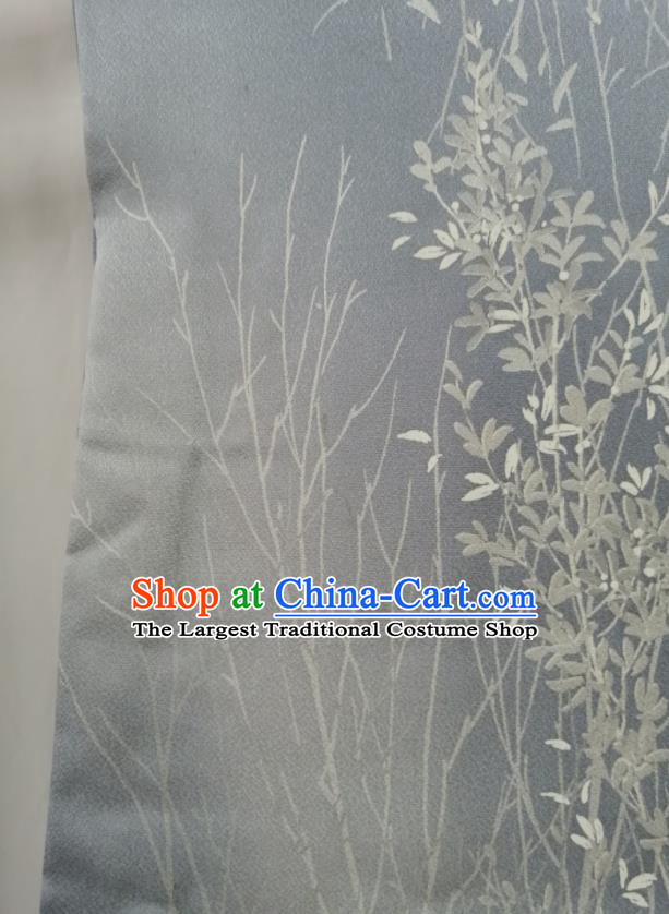 Japan Kyoto Grey Silk Yukata Dress Traditional Pattern Edo Komon Kimono Clothing Court Woman Garment Costume