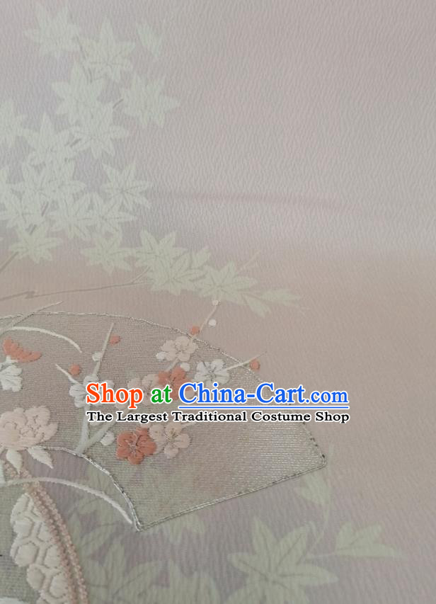 Japanese Classical Embroidered Chrysanthemum Pattern Waistband Material Kimono Dress Corset Accessories Traditional Yukata Belt Beige Silk Fabric