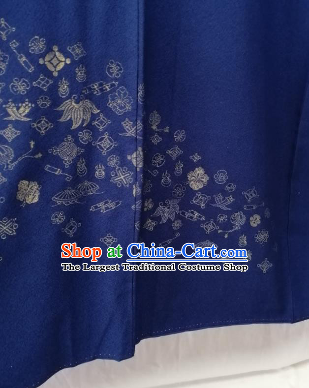 Asian Traditional Navy Yukata Robe Japanese Male Tsukesage Kimono Clothing Stage Performance Apparel