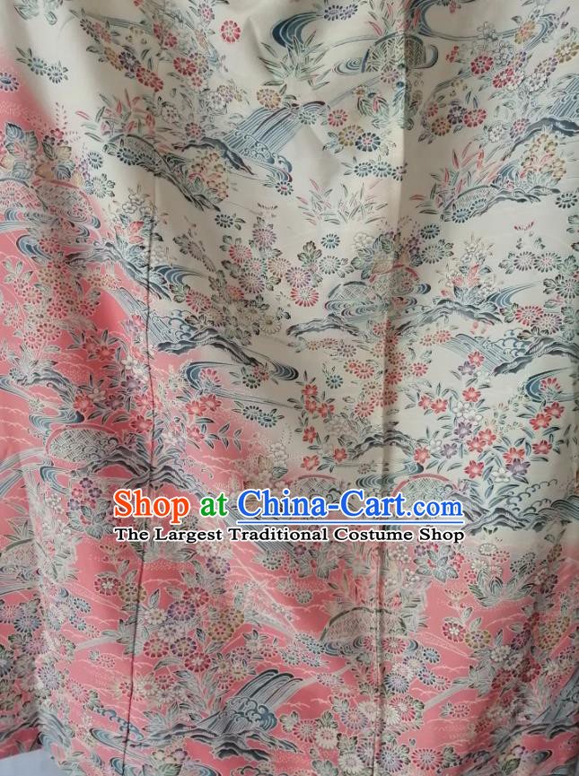 Japan Kyoto Printing Yukata Dress Traditional Sakura Pattern Tsukesage Kimono Clothing Young Woman Garment Costume