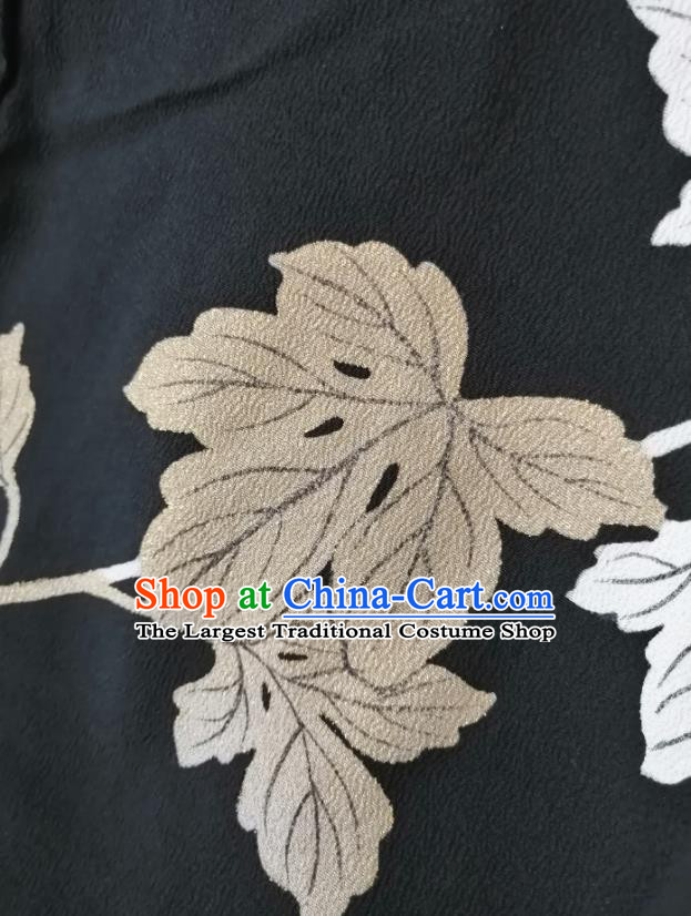 Japanese Royal Embroidered Pattern Apparel Male Kurotomesode Kimono Clothing Traditional Black Yukata Robe