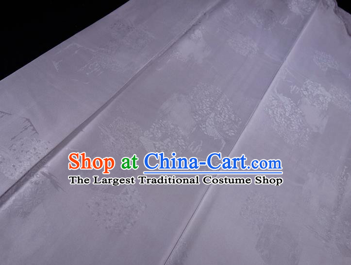 Japan Classical Pattern Iromuji Kimono Clothing Elderly Woman Garment Costume Traditional Lilac Silk Yukata Dress
