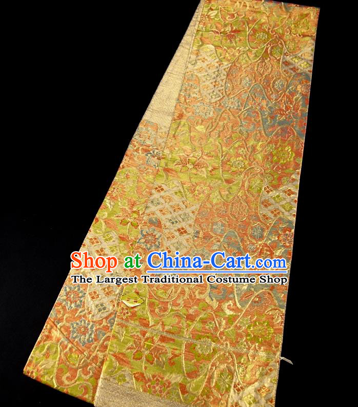 Japanese Traditional Yukata Robe Golden Brocade Belt Classical Flowers Pattern Wafuku Waistband Kimono Dress Corset Accessories