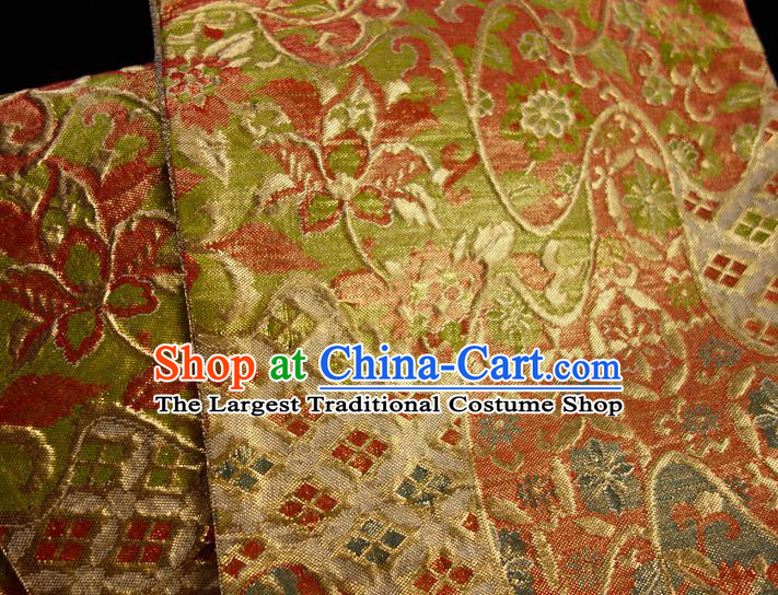 Japanese Traditional Yukata Robe Golden Brocade Belt Classical Flowers Pattern Wafuku Waistband Kimono Dress Corset Accessories