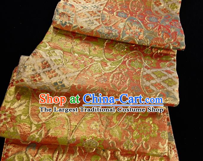 Japanese Traditional Yukata Robe Golden Brocade Belt Classical Flowers Pattern Wafuku Waistband Kimono Dress Corset Accessories