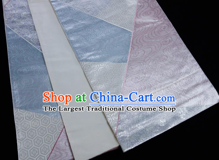 Japanese Kimono Dress Corset Accessories Traditional Yukata Robe Grey Brocade Belt Classical Clouds Pattern Wafuku Waistband