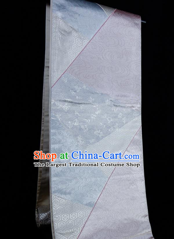 Japanese Kimono Dress Corset Accessories Traditional Yukata Robe Grey Brocade Belt Classical Clouds Pattern Wafuku Waistband