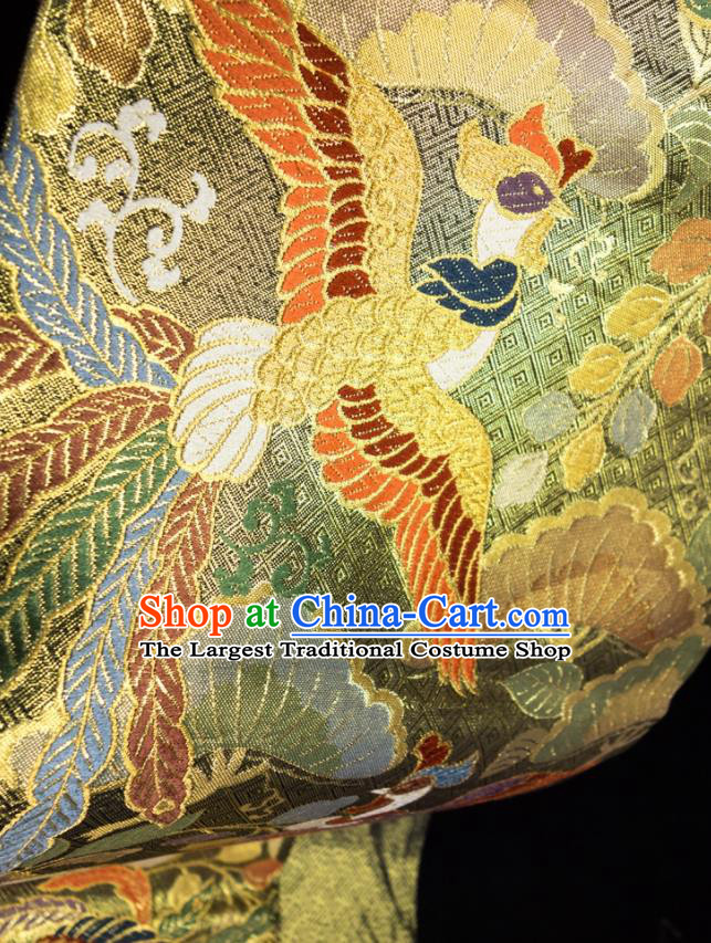 Japanese Traditional Yukata Robe Golden Brocade Belt Classical Phoenix Pattern Wafuku Waistband Nagoya Kimono Dress Corset Accessories