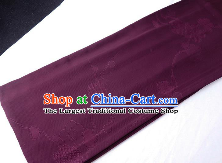 Japan Court Woman Garment Costume Traditional Purple Yukata Dress Classical Plum Blossom Pattern Iromuji Kimono Clothing
