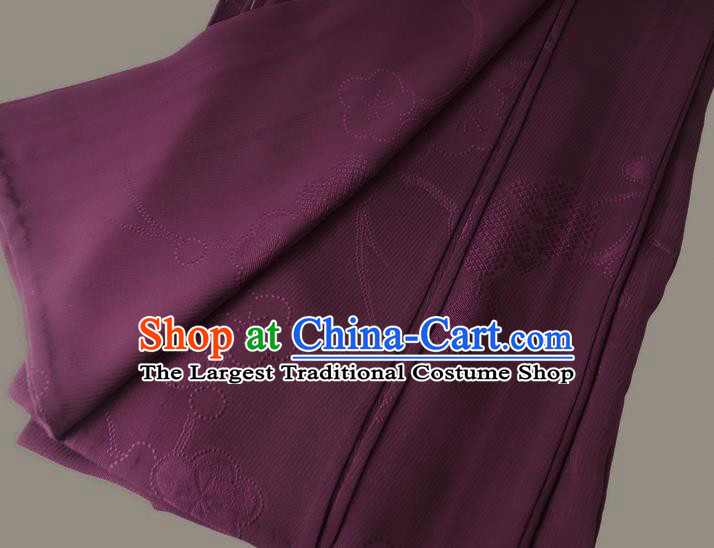 Japan Court Woman Garment Costume Traditional Purple Yukata Dress Classical Plum Blossom Pattern Iromuji Kimono Clothing