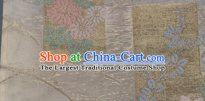 Japanese Traditional Yukata Robe Beige Brocade Belt Classical Chrysanthemum Pattern Wafuku Waistband Summer Kimono Dress Corset Accessories