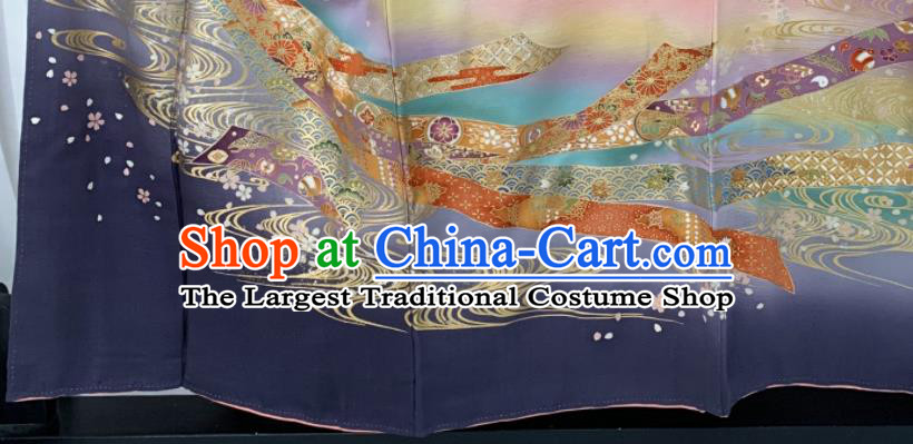 Japan Traditional Geisha Performance Pink Yukata Dress Classical Flowers Pattern Furisode Kimono Clothing Wedding Bride Garment Costume