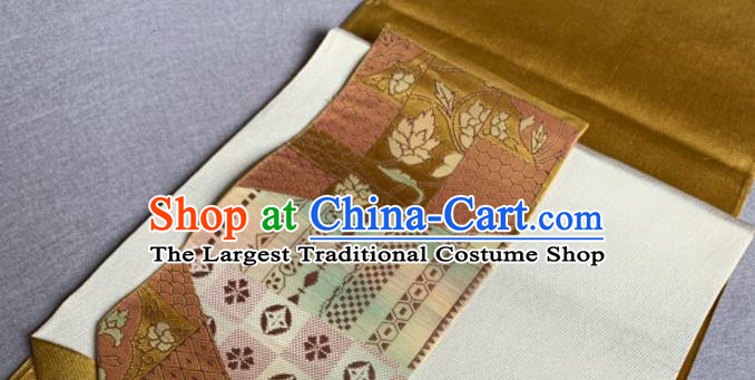 Japanese Summer Kimono Dress Corset Accessories Traditional Yukata Robe Golden Brocade Belt Classical Royal Pattern Wafuku Waistband