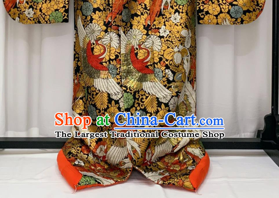 Japan Traditional Court Empress Yukata Dress Classical Phoenix Pattern Uchikake Kimono Clothing Wedding Bride Garment Costume