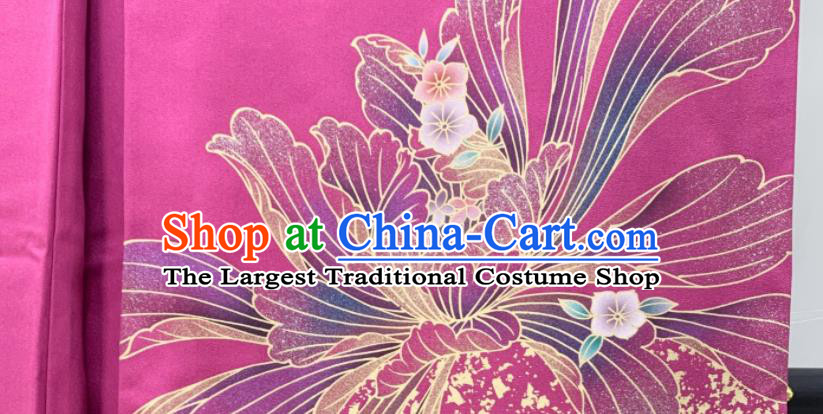 Japan Traditional Court Pink Yukata Dress Classical Flowers Pattern Furisode Kimono Clothing Wedding Bride Garment Costume