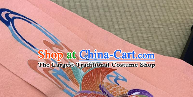 Japanese Kimono Dress Corset Accessories Traditional Yukata Robe Pink Belt Classical Mandarin Duck Pattern Wafuku Waistband