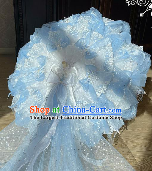 Handmade Blue Lace Umbrella Baroque Princess Umbrella Cosplay Fairy Props Stage Show Umbrellas