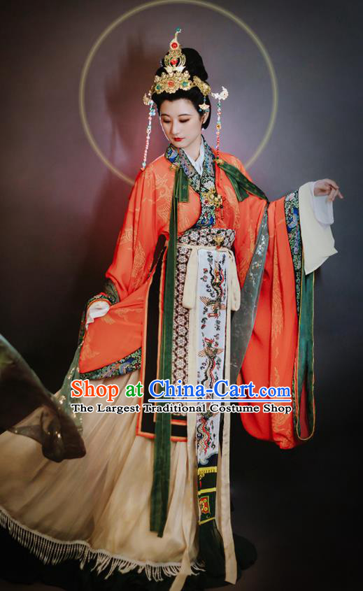 China Ancient Goddess Garment Costumes Traditional Historical Clothing Song Dynasty Empress Hanfu Dress Attires Complete Set