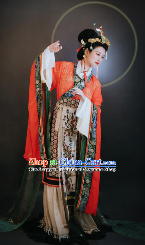 China Ancient Goddess Garment Costumes Traditional Historical Clothing Song Dynasty Empress Hanfu Dress Attires Complete Set