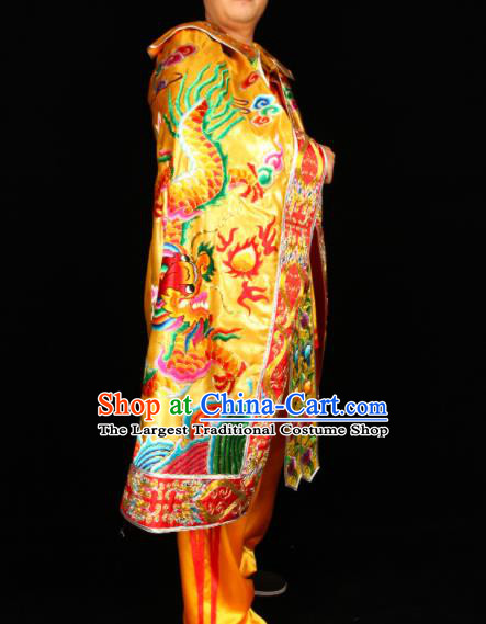 China Traditional Opera Embroidered Yellow Mantle Sichuan Opera Emperor Cape Beijing Opera King Clothing