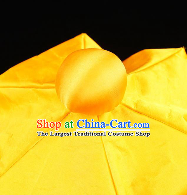 Chinese Beijing Opera Wusheng Yellow Hat Handmade Opera Swordsman Wu Song Headdress Peking Opera Warrior Headwear