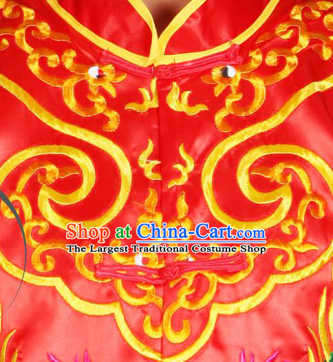 China Traditional Peking Opera Wusheng Red Outfits Folk Dance Lion Dance Costumes Beijing Opera Takefu Clothing