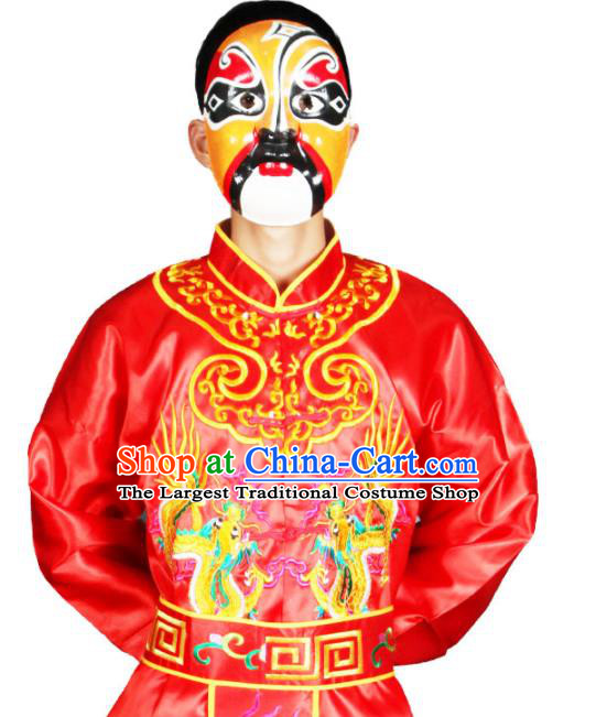 China Traditional Peking Opera Wusheng Red Outfits Folk Dance Lion Dance Costumes Beijing Opera Takefu Clothing