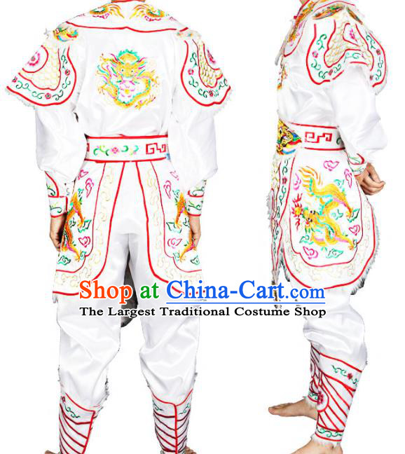 China Peking Opera General Costumes Beijing Opera Takefu Clothing Traditional Cosplay Military Officer White Outfits