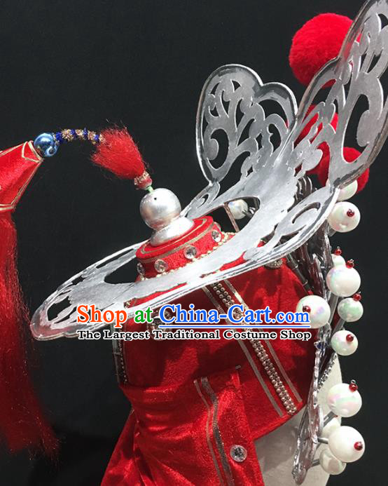 Chinese Beijing Opera Wusheng Hat Ancient General Helmet Handmade Chaozhou Opera Hero Guan Sheng Headdress