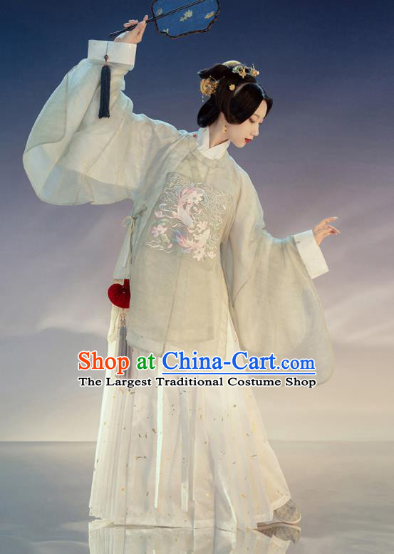 China Ancient Noble Woman Historical Clothing Ming Dynasty Court Beauty Dress Traditional Hanfu Garment Costumes Complete Set