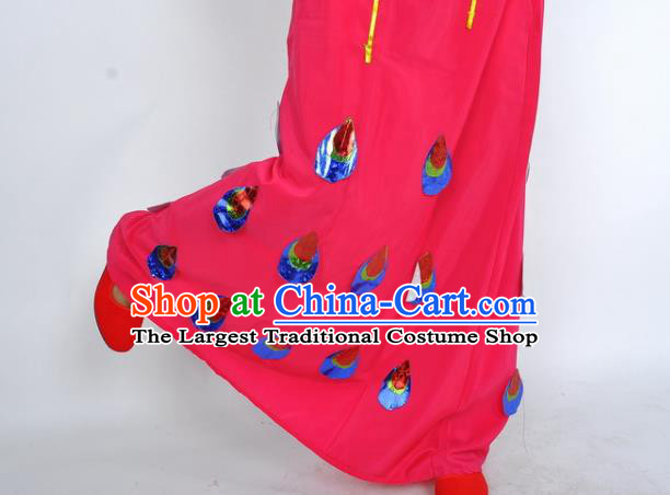 Chinese Dai Nationality Female Performance Clothing Ethnic Peacock Dance Rosy Uniforms Yunnan National Minority Dance Dress Garment Costumes