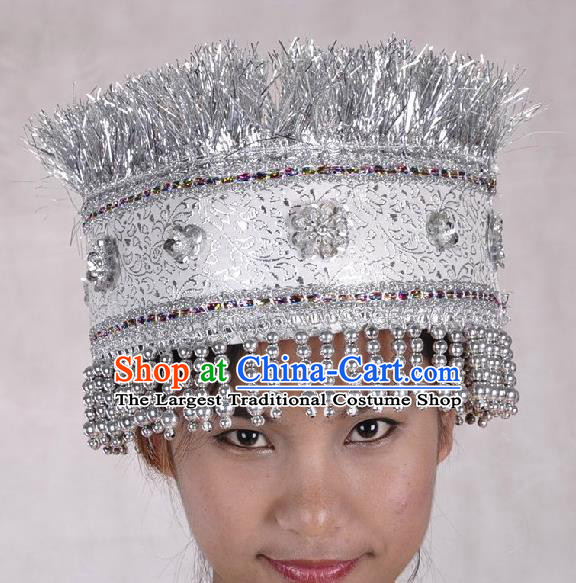 China Miao Nationality Festival Performance Headdress Handmade Minority Hat Hmong Ethnic Group Folk Dance Headwear