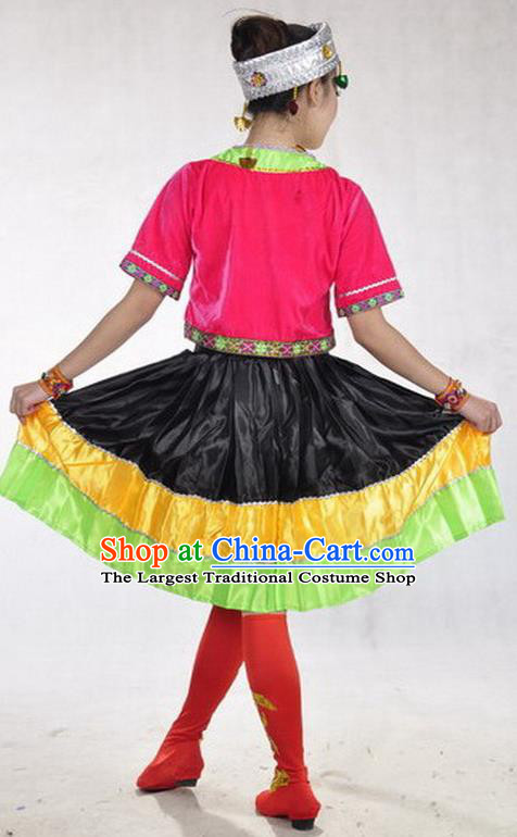 Chinese Yunnan National Minority Dance Dress Miao Nationality Female Performance Garment Costumes Hmong Ethnic Dance Uniforms